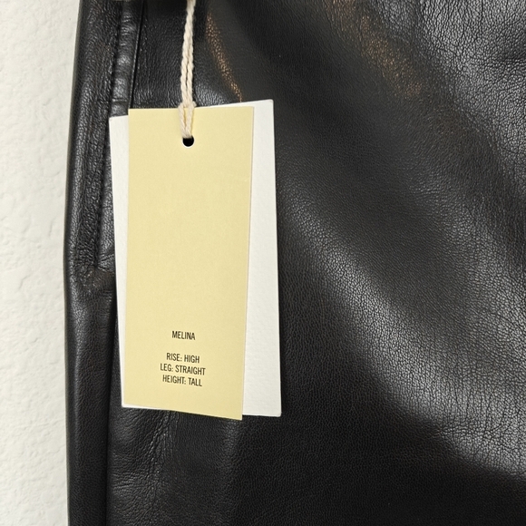 Aritzia Wilfred NWT The Melina Super High Rise Striaght Leg Leather Pants 10 - Picture 10 of 13